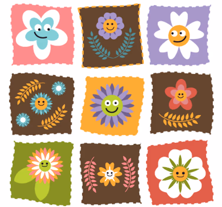 Rolgordijn kinderkamer met bloemdessin voor kinderen - TenStickers