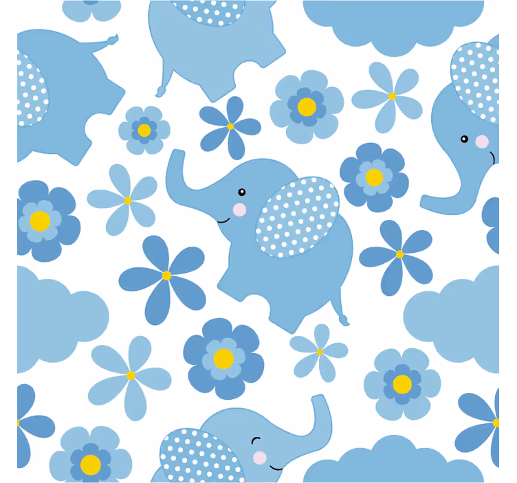 Rolgordijn kinderkamer blauwe olifanten - TenStickers