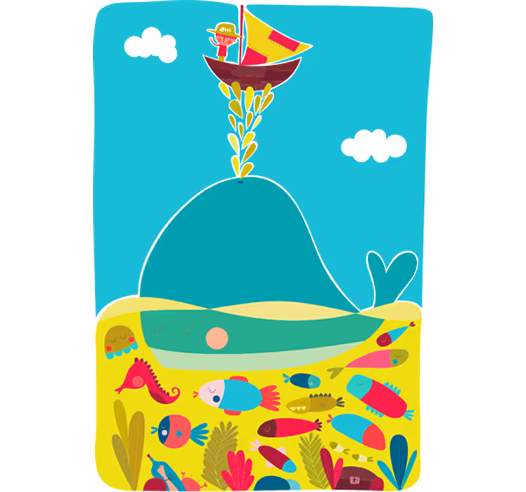 Rolgordijn kinderkamer walvis muurschildering - TenStickers