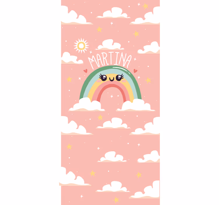 Rolgordijn kinderkamer mooie regenboog met naam - TenStickers