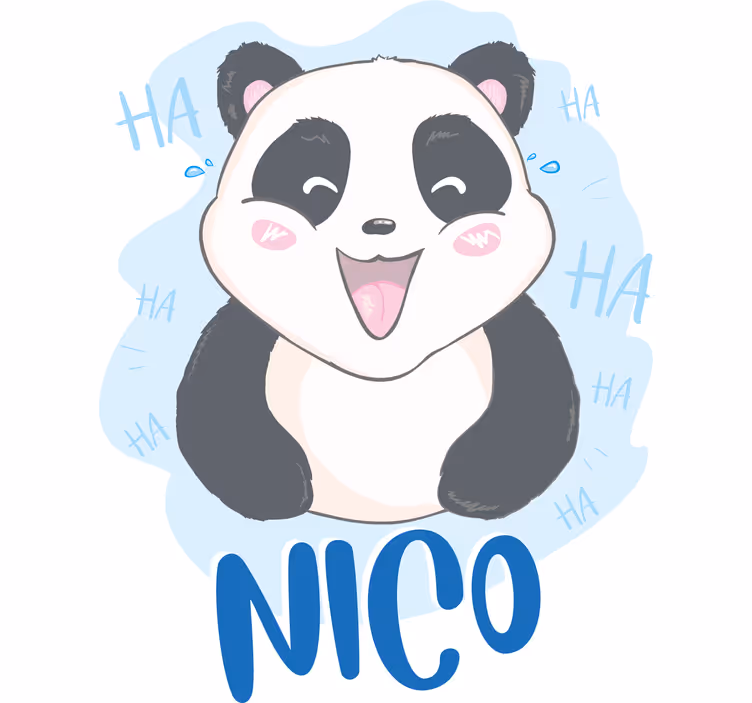 Rolgordijn kinderkamer baby panda verrast met naam - TenStickers