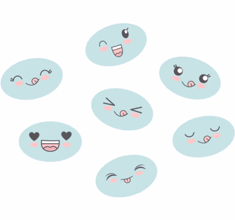 Rolgordijn kinderkamer schattige anime gezichten - TenStickers