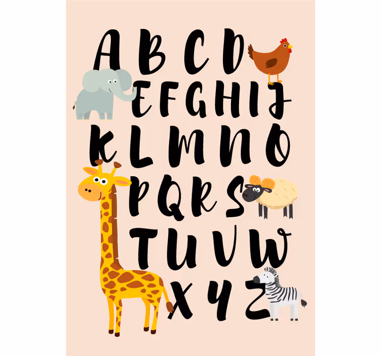 Rolgordijn kinderkamer dieren met het alfabet - TenStickers