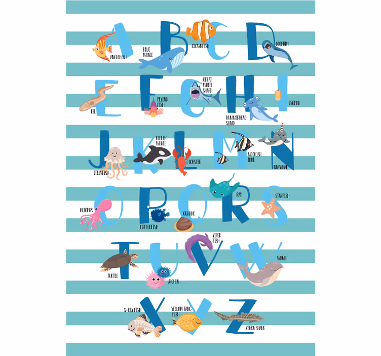 Rolgordijn kinderkamer ocean alfabet - TenStickers