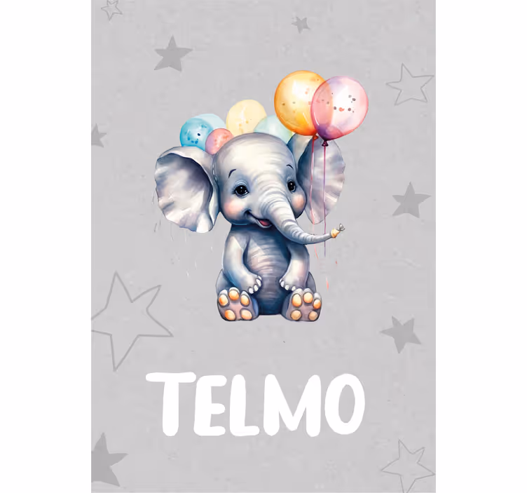 Rolgordijn kinderkamer babyolifant met ballonnen - TenStickers