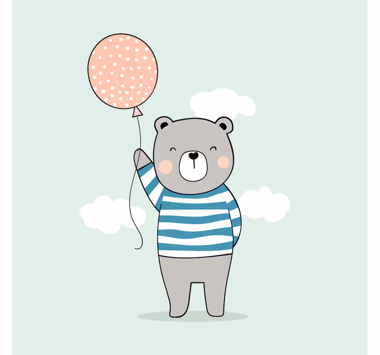Rolgordijn kinderkamer babybeer met ballon - TenStickers