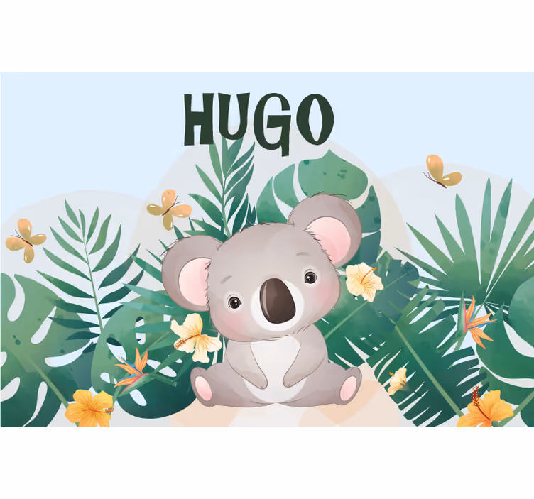 Rolgordijn kinderkamer schattige koala met naam - TenStickers