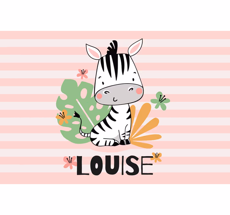 Rolgordijn kinderkamer mooie zebra voor kinderen met naam - TenStickers