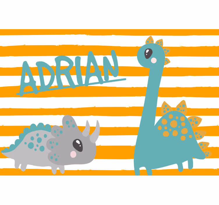 Rolgordijn kinderkamer dino blauw en oranje - TenStickers