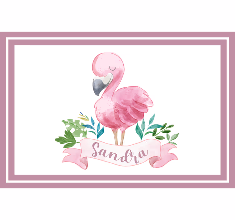Rolgordijn kinderkamer gepersonaliseerde flamingo placemat - TenStickers