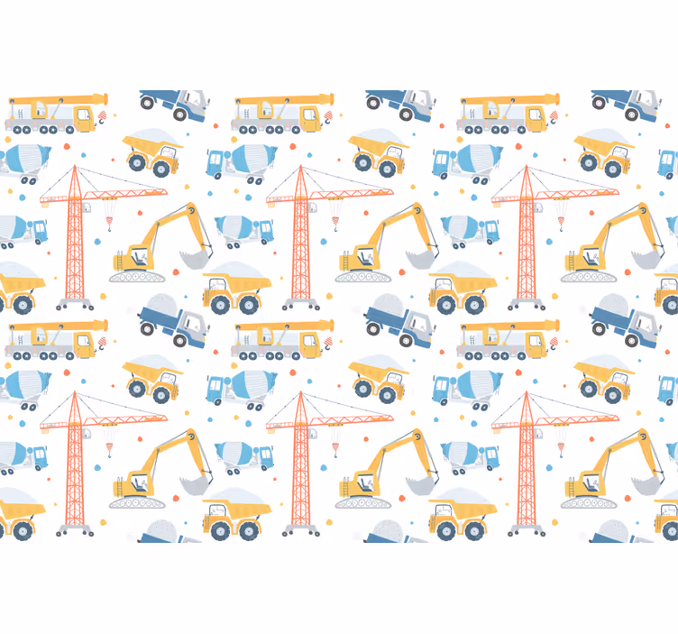 Rolgordijn kinderkamer pastel kleur bouwvoertuigen - TenStickers