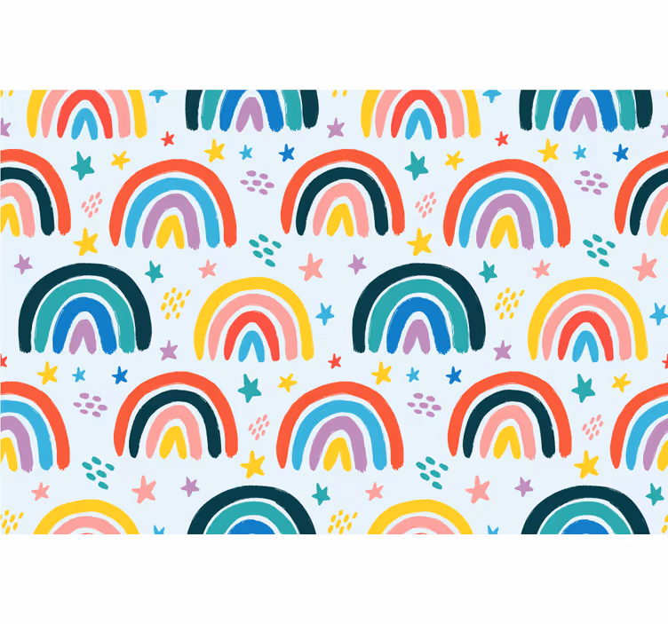 Rolgordijn kinderkamer met veel kleurrijke regenbogen - TenStickers