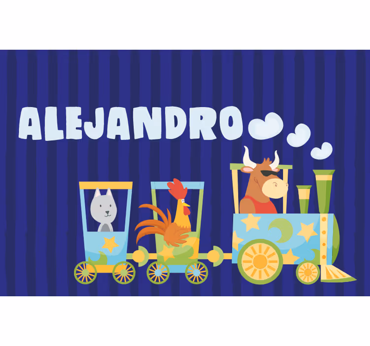 Rolgordijn kinderkamer gepersonaliseerd trein placemat - TenStickers