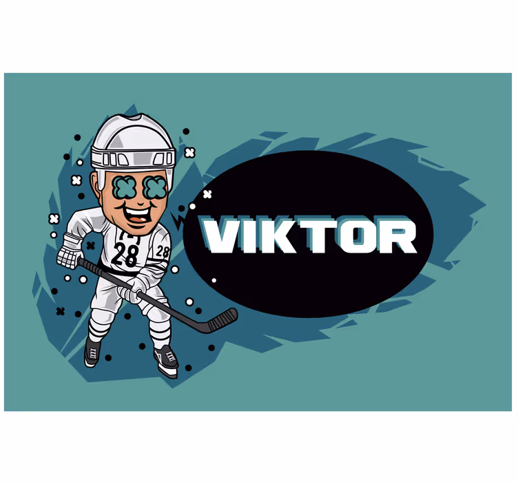 Rolgordijn kinderkamer grappige hockeyspeler met naam - TenStickers