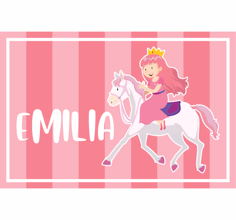 Rolgordijn kinderkamer roze prinses op witte paard - TenStickers