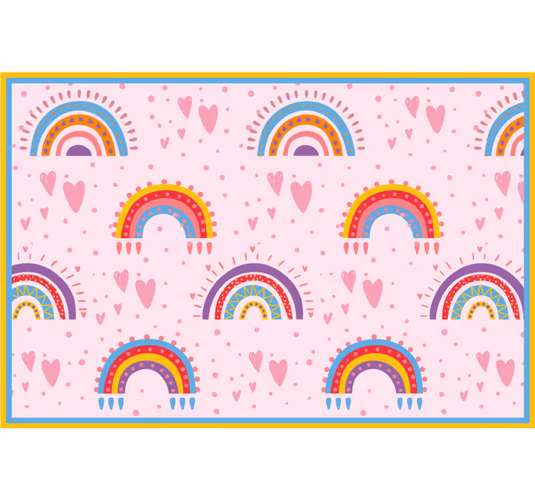 Rolgordijn kinderkamer roze stippen en kleurrijke regenbogen - TenStickers