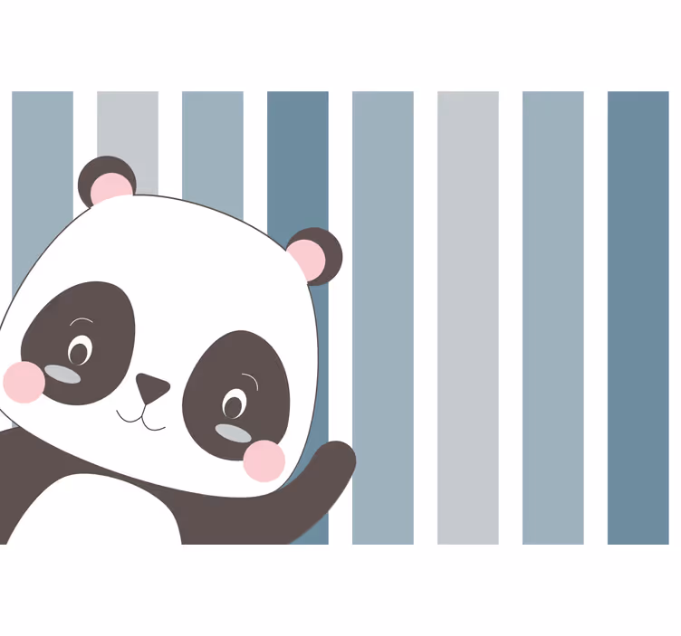 Rolgordijn kinderkamer happy panda gestreepte achtergrond - TenStickers