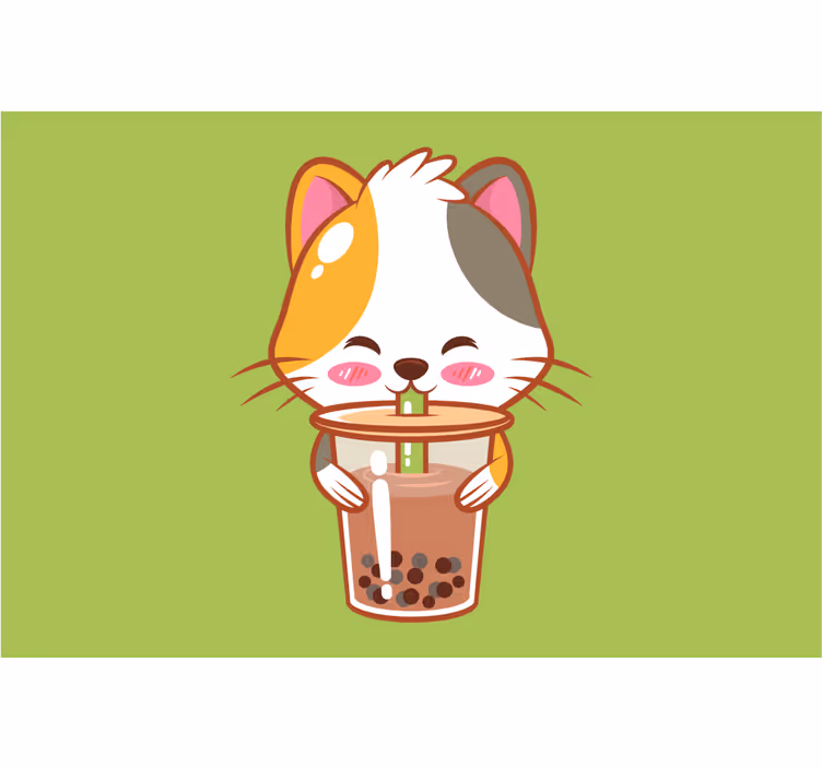 Rolgordijn kinderkamer kat drinkt chocolade - TenStickers