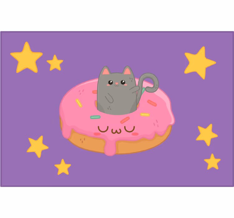 Rolgordijn kinderkamer kat en donut - TenStickers