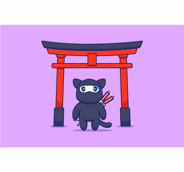 Rolgordijn kinderkamer ninja kat - TenStickers