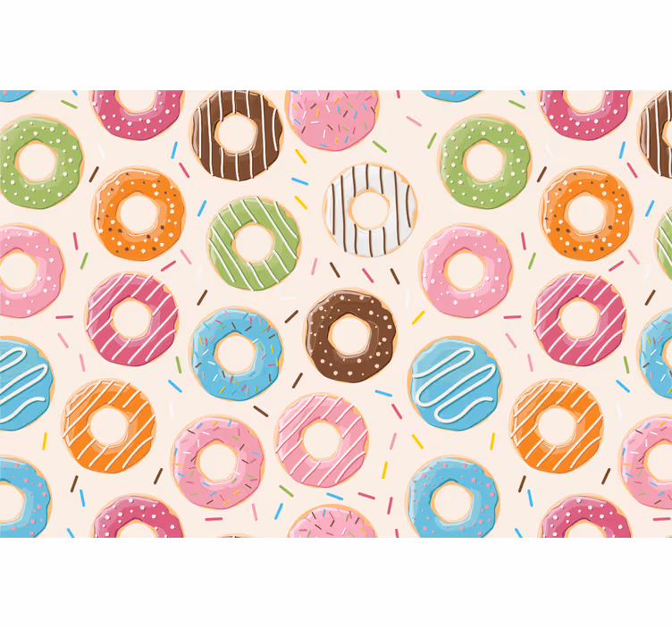 Rolgordijn kinderkamer met donuts achtergrond - TenStickers