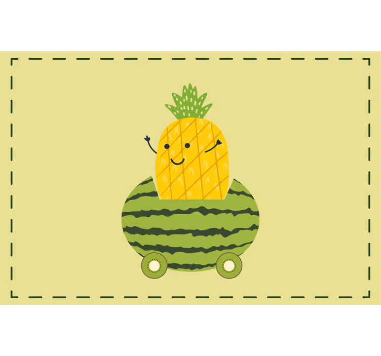 Rolgordijn kinderkamer grappige ananas in auto patroon - TenStickers