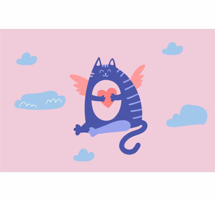 Rolgordijn kinderkamer schattige vliegende kat - TenStickers