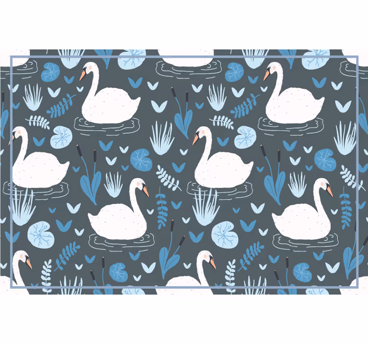 Rolgordijn kinderkamer elegant witte zwaan patroon - TenStickers