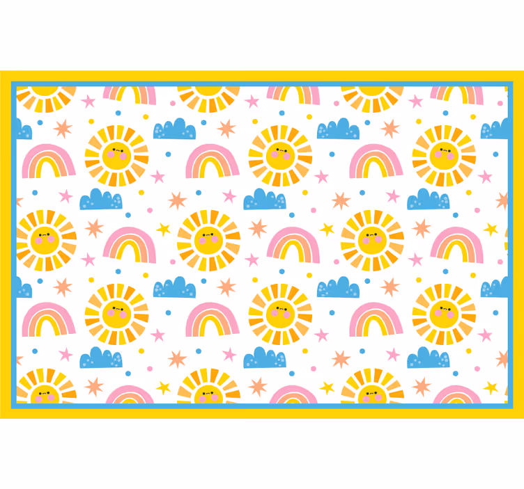 Rolgordijn kinderkamer regenboog zonnen en wolken - TenStickers