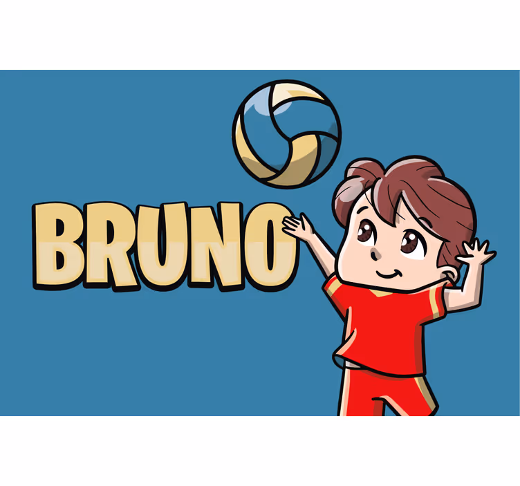 Rolgordijn kinderkamer volleybalspeler met naam - TenStickers