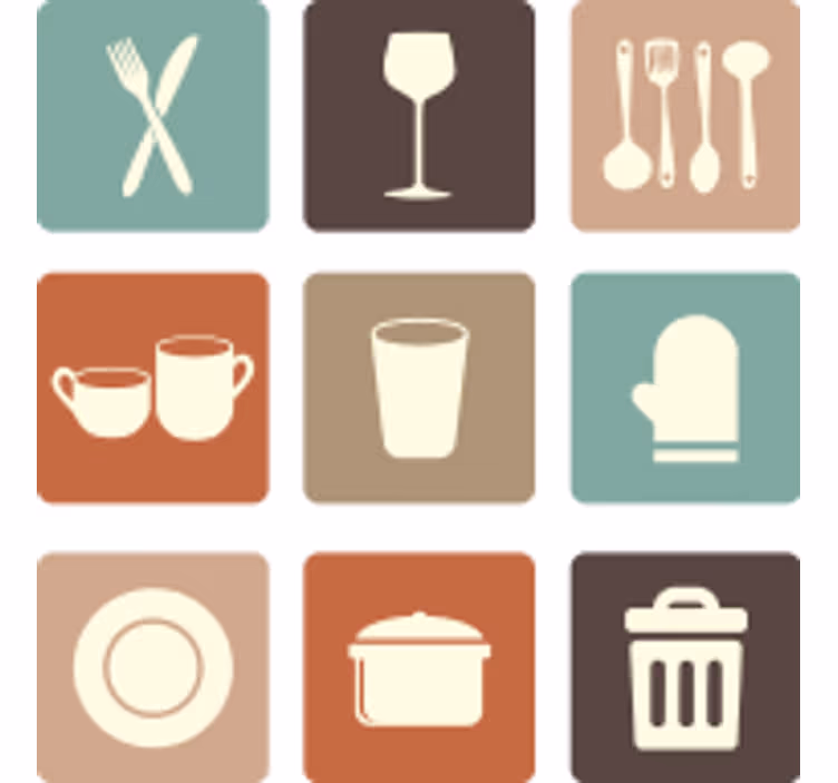 Rolgordijn keuken iconen lade keuken - TenStickers