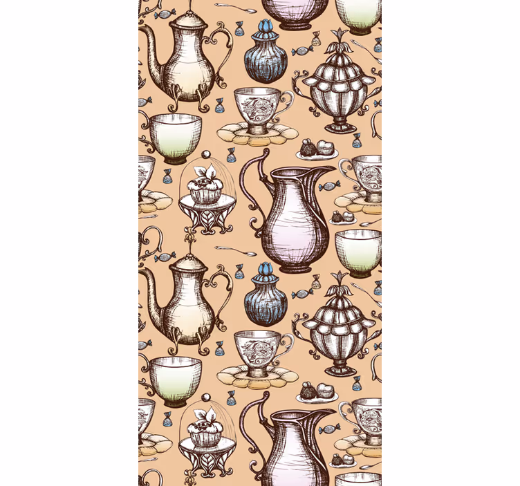 Rolgordijn keuken theepotcollectie - TenStickers