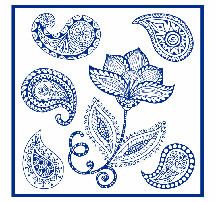 Rolgordijn keuken paisley en bloemen - TenStickers