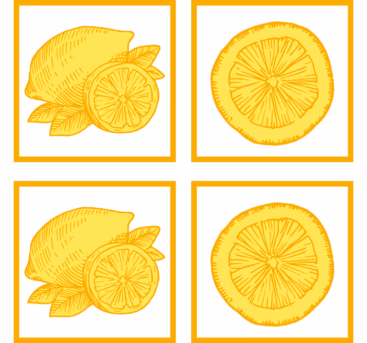 Rolgordijn keuken oranje en citroen schets tegels - TenStickers