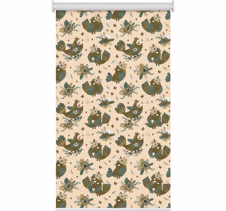 Rolgordijn keuken oosters patroon met vogels en bloemen - TenStickers