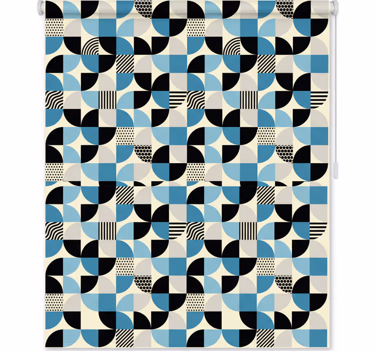 Rolgordijn keuken retro blauw bauhaus patroon - TenStickers