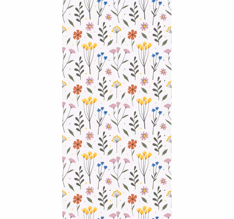 Rolgordijn keuken met een patroon van bloemen in kleur - TenStickers