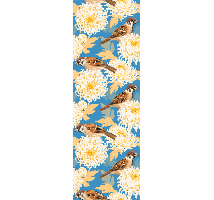 Rolgordijn keuken aquarella vogels en bladeren patroon - TenStickers