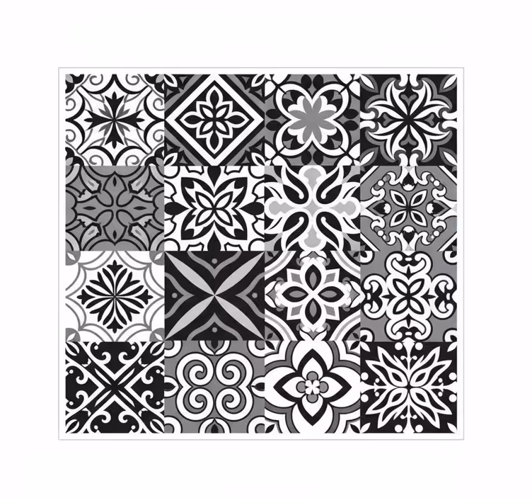 Rolgordijn keuken sterk zwart contrast geometrisch - TenStickers
