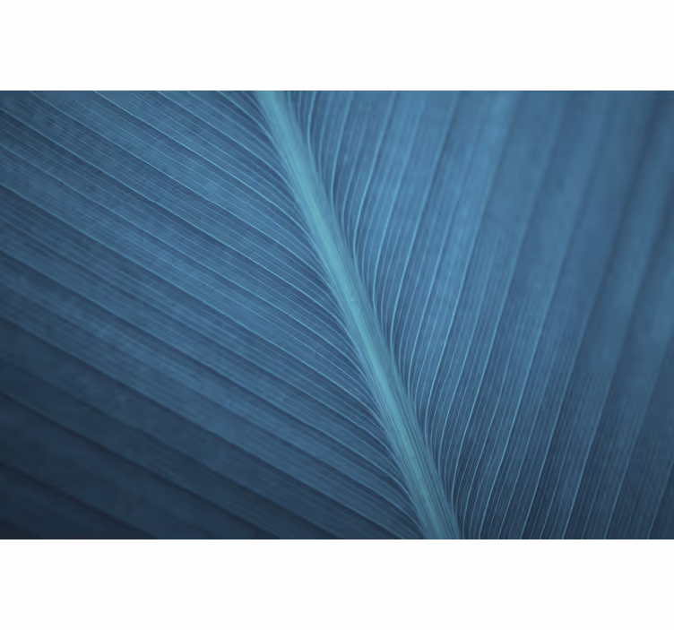 Blauw rolgordijn grote blauwe grijze bladeren - TenStickers