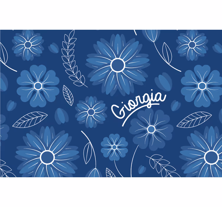 Blauw rolgordijn elegante blauwe bloemen design - TenStickers