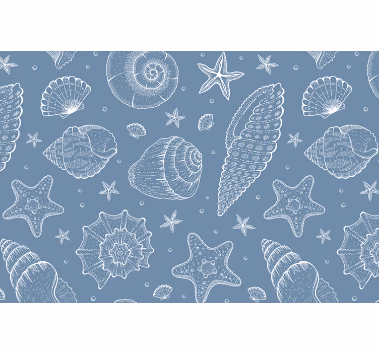 Blauw rolgordijn met zeeleven en schelpen - TenStickers