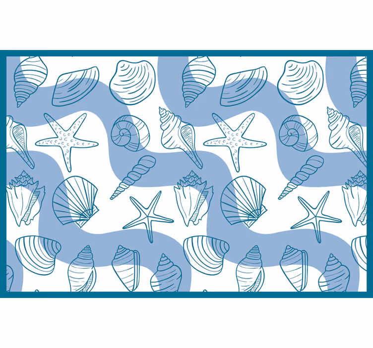 Blauw rolgordijn met schelpenpatroon - TenStickers