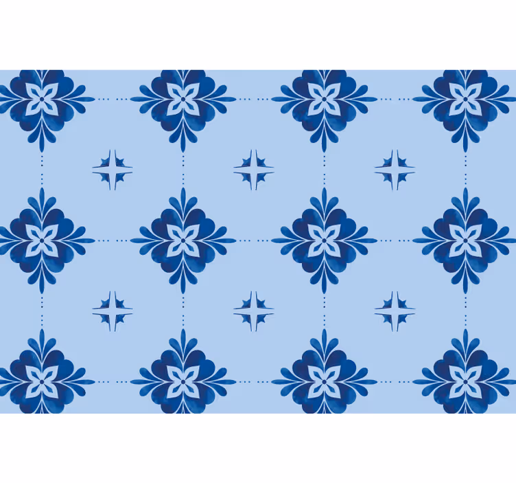 Blauw rolgordijn met blauwe draaiende tegels - TenStickers