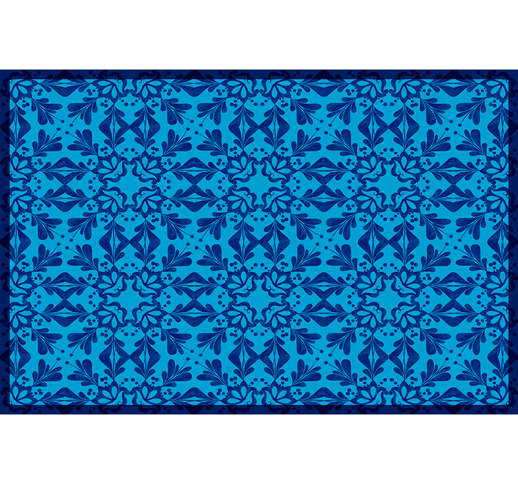 Blauw rolgordijn blauw mozaïek met bloemen en rand placemat - TenStickers