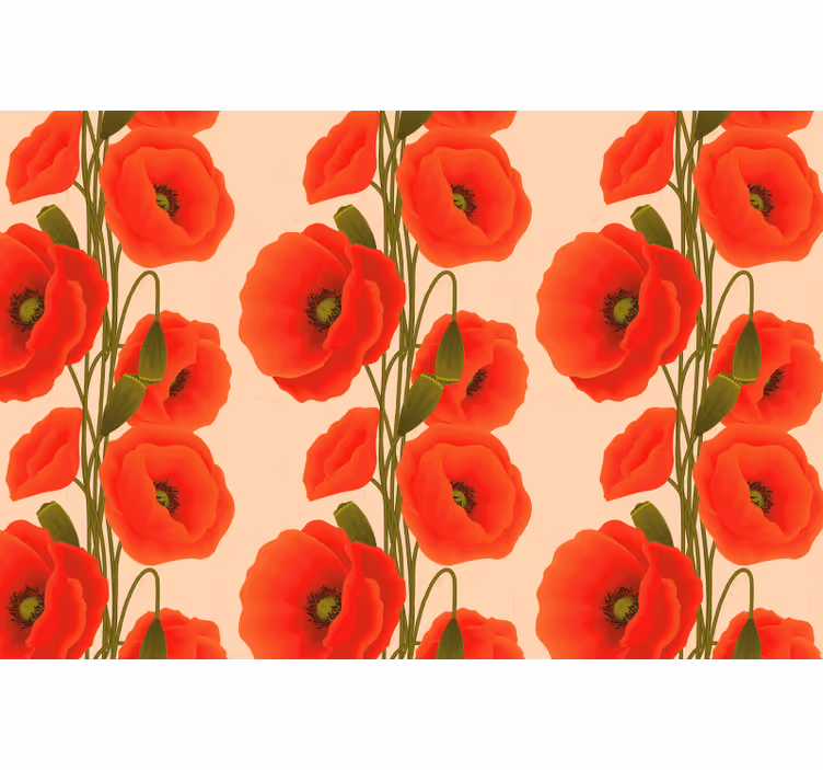 Rolgordijn rood met klaprozenpatroon - TenStickers