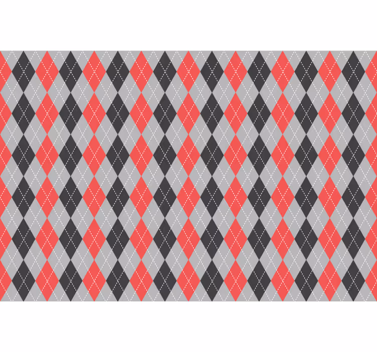 Rolgordijn rood met rode en grijze diamanten - TenStickers