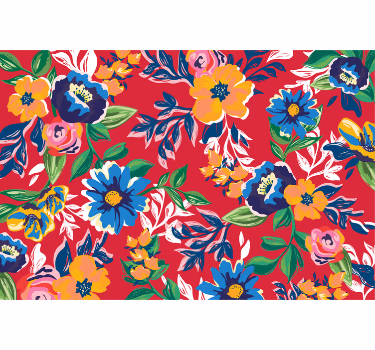 Rolgordijn rood met rode borduursels - TenStickers