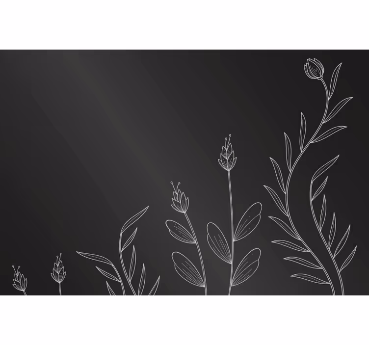 Zwart rolgordijn met elegante planten achtergrond - TenStickers