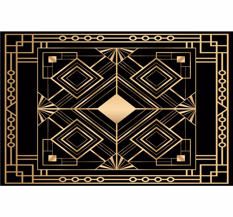 Zwart rolgordijn modern kunst zwart en gouden patroon - TenStickers